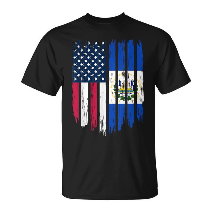 Foreigner Immigrant Usa United States El Salvador Flag T-Shirt