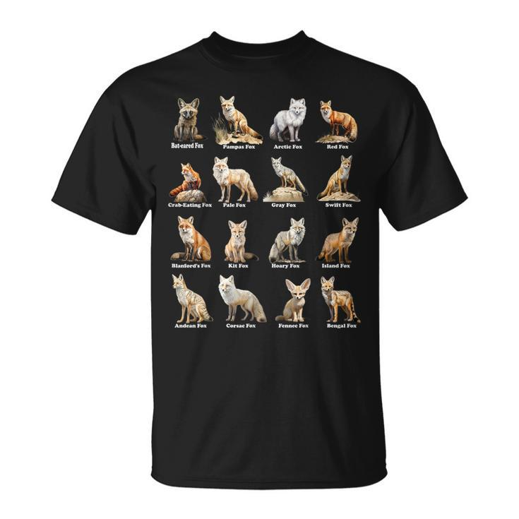 Foxes Of The World Fox Animals Educational T-Shirt
