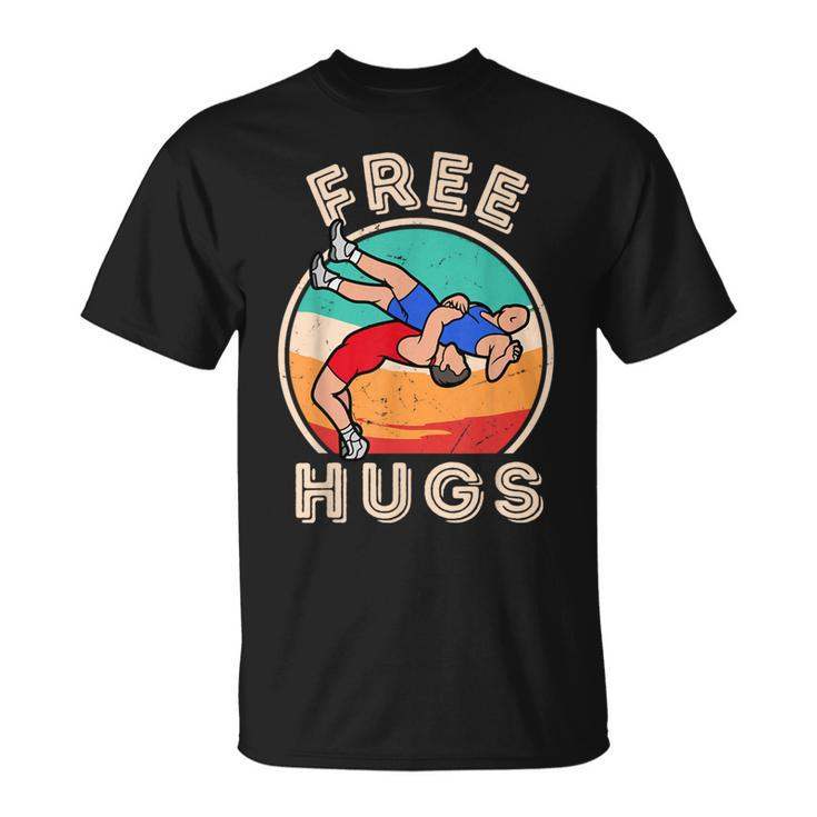Free Hugs Wrestling Wrestling Coach Vintage Wrestle T-Shirt
