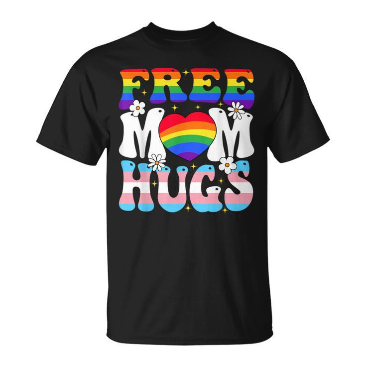 Free Mom Hug Transgender Lesbian Gay Lgbt Pride Rainbow Flag T-Shirt