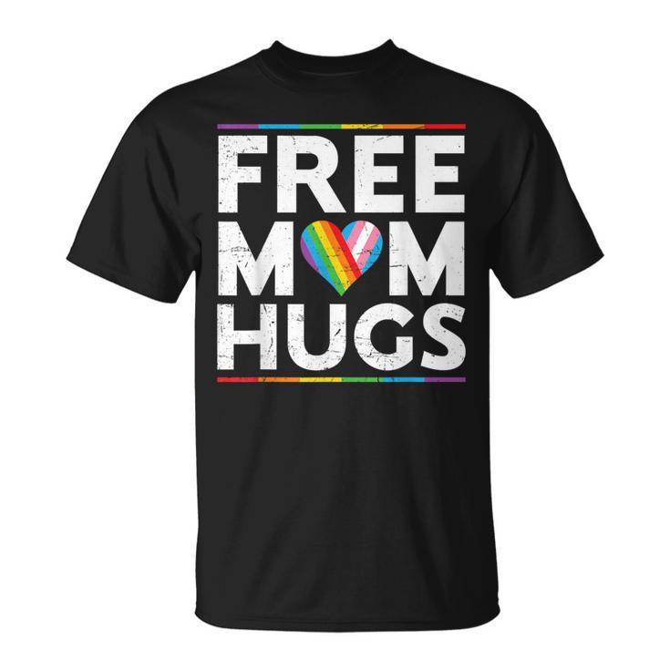Free Mom Hugs Lgbt Pride Parades Rainbow Transgender Flag T-Shirt
