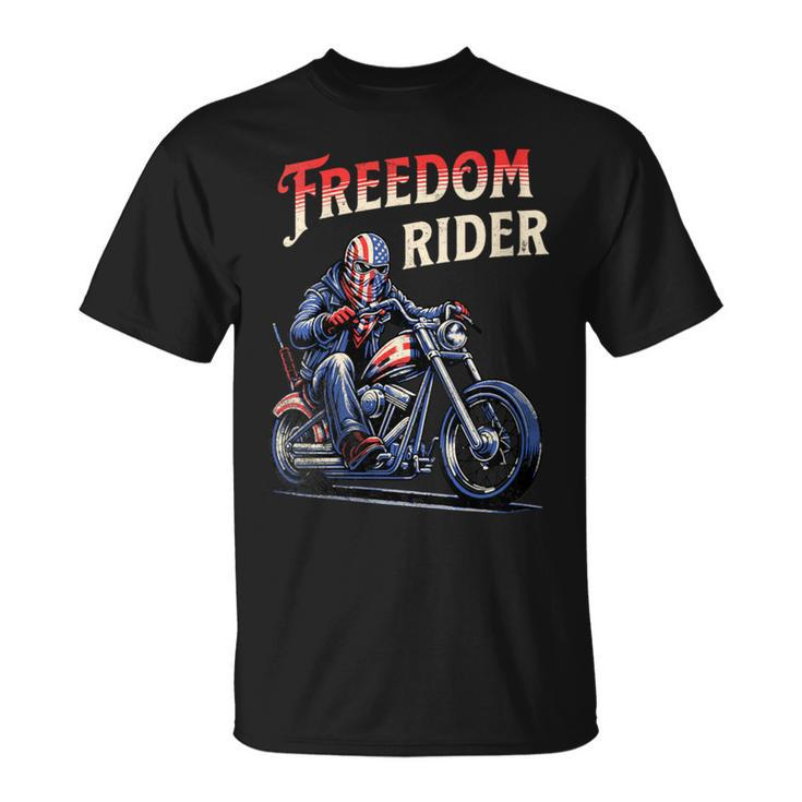 Freedom Rider Motorcycle American Flag Patriotic Usa T-Shirt