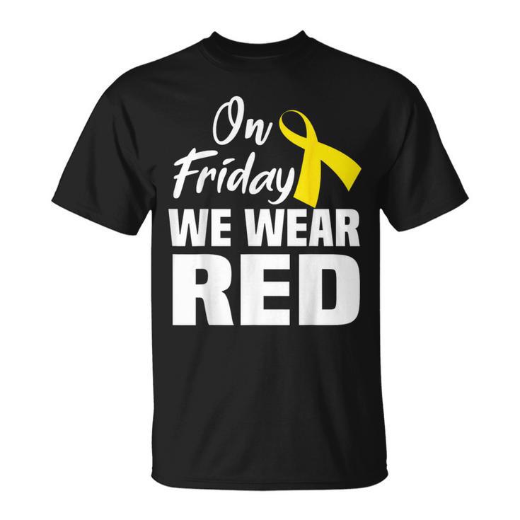 On Friday We Wear Red Support Deployed Sodier Yellow Ribbon T-Shirt