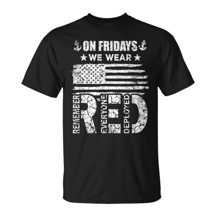 On Friday We Wear Red Friday Us Flag Military Supportive T-Shirt