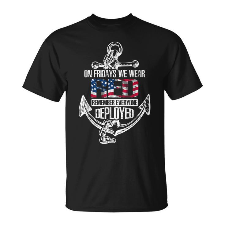 On Fridays We Wear Red Friday Navy Us Flag Distressed T-Shirt