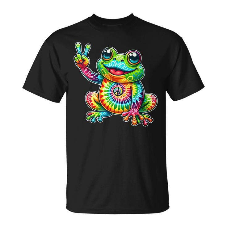 Frog Peace Sign Tie Dye Hippie T-Shirt
