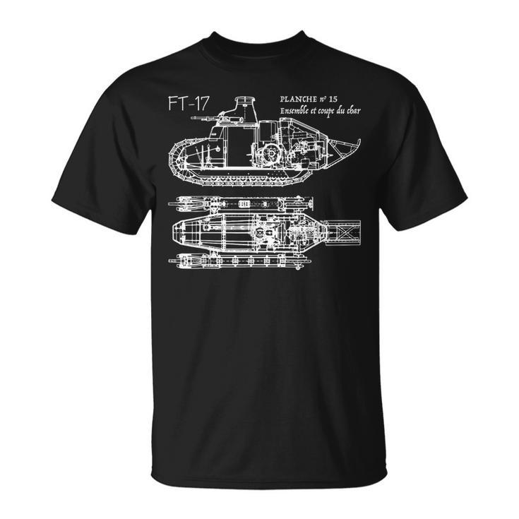 Ft-17 French Light Tank Ww1 Blueprint Diagram T-Shirt