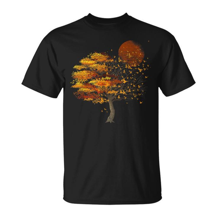 Full Moon Flock Of Birds Tree Outdoor Wildlife Nature Forest T-Shirt