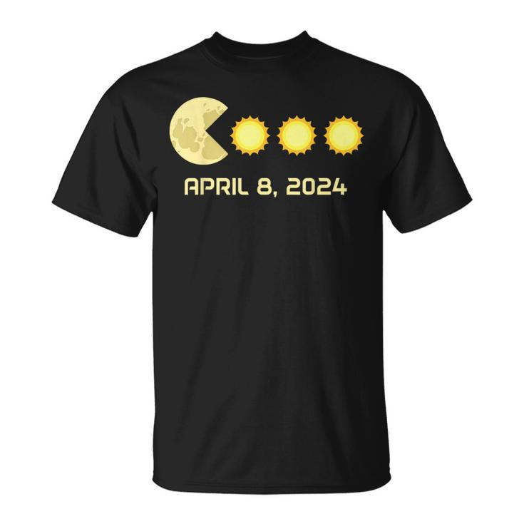 Fun America Totality Eclipse 04 08 24 Moon Eating Sun Gamer T-Shirt