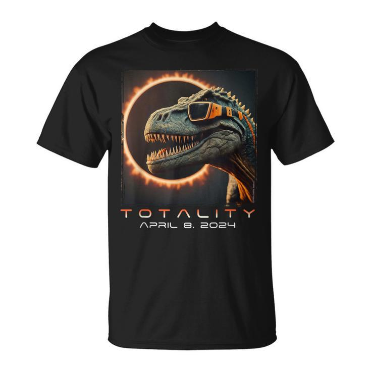 Fun Dinosaur T-Rex Totality April 8 2024 Total Solar Eclipse T-Shirt