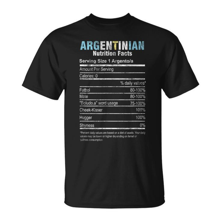 Argentinian Nutrition Facts Argentina Argentine People T-Shirt