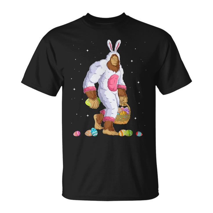 Bigfoot Sasquatch Happy Easter Bunny Eggs T-Shirt