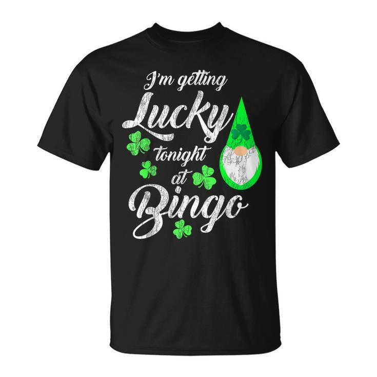 Bingo St Patrick's Day Gnome Getting Lucky At Bingo T-Shirt