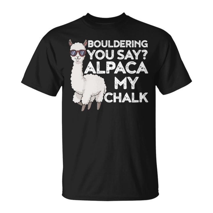 Bouldering Alpaca Cute Alpaca Rock Climber T-Shirt