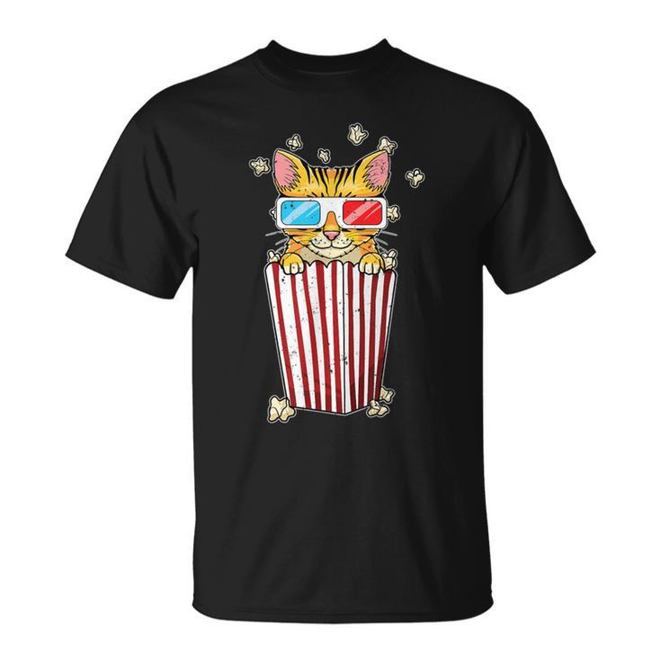 Cat Movies Pun Film Fan Movie Theater Popcorn T-Shirt