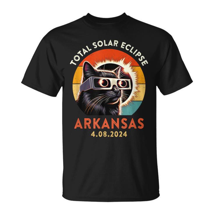 Cat Wearing Solar Eclipse Viewers April 2024 Arkansas T-Shirt