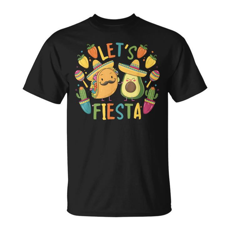 Cinco De Mayo Taco Avocado Mexican Party Let's Fiesta T-Shirt