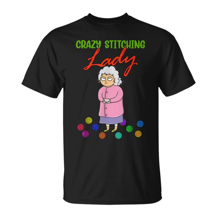 Crazy Stitching Lady With Quilting Patterns For Sewers T-Shirt