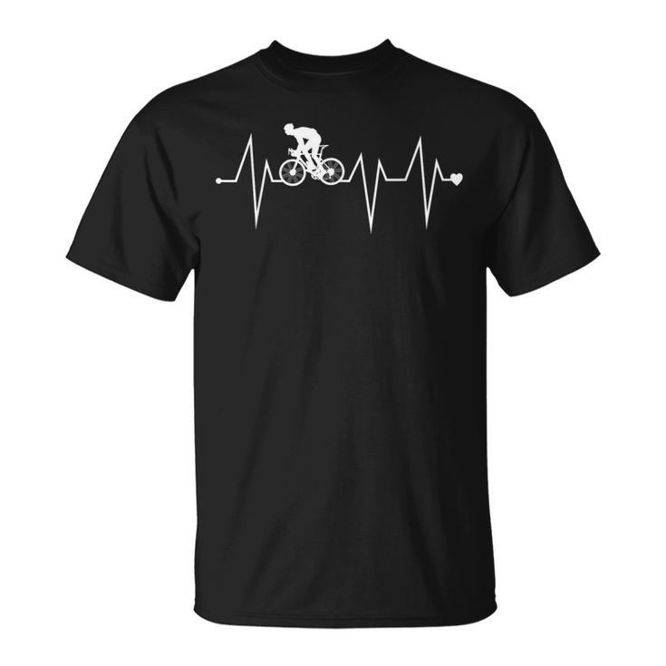 Cycling Cyclist Biker Heartbeat Heart Pulse Rate Ekg T-Shirt