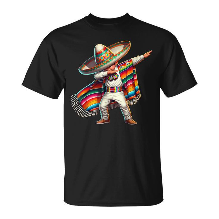 Dabbing Mexican Poncho Sombrero Cinco De Mayo Boy T-Shirt