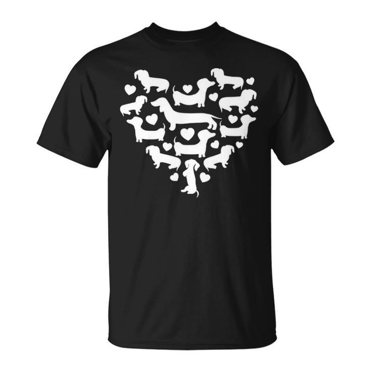 Dachshund Hearts Valentines Day Dog Mom T-Shirt