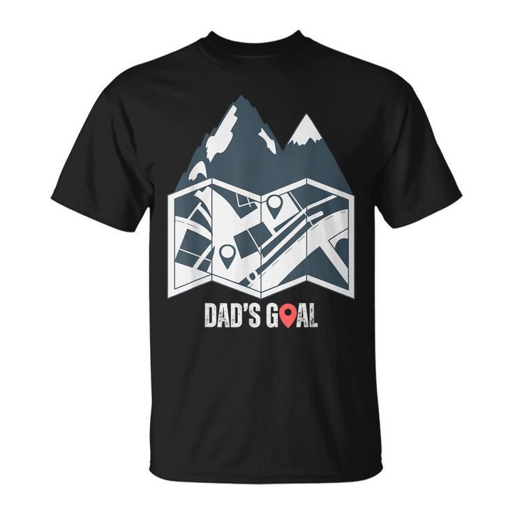 Dad's Goal Hiking Map Hiker Cool Fathers Day Hiking T-Shirt