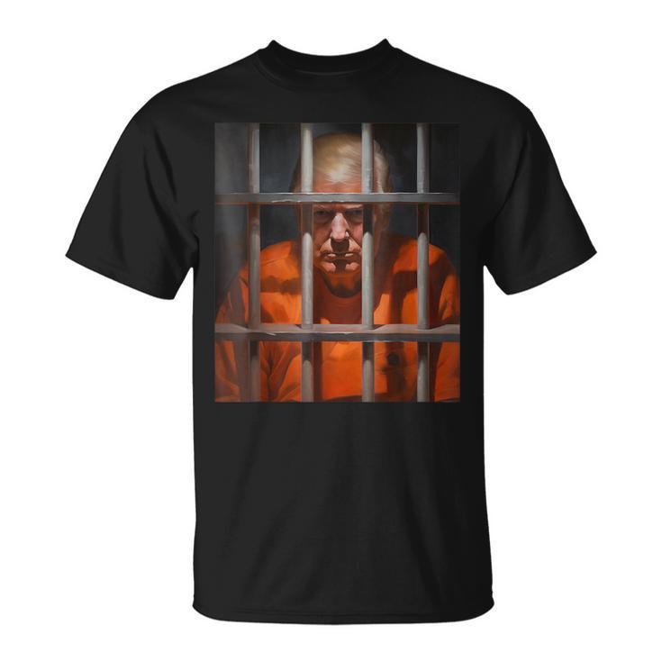 Donald Trump Behind Bars Hot Orange Jumpsuit Humor T-Shirt