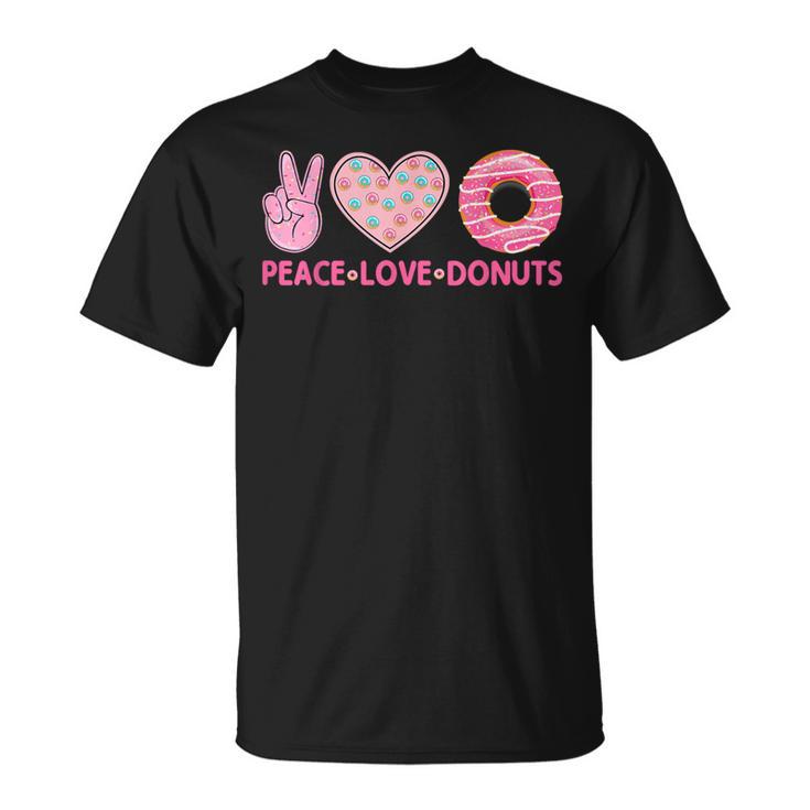 Doughnut Donut Lover Peace Love Donuts Themed T-Shirt