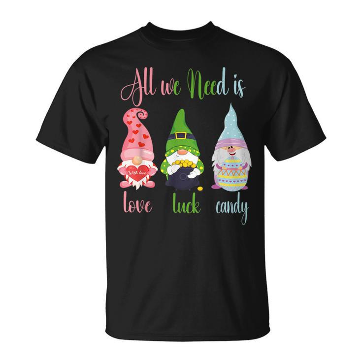 Happy Valentines St Patrick Easter Happy Holiday Gnome T-Shirt