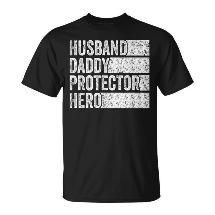 Husband Daddy Protector Hero Fathers Day Vintage T-Shirt