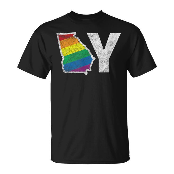 Lgbt Georgia Gay Distressed Rainbow Flag Present T-Shirt