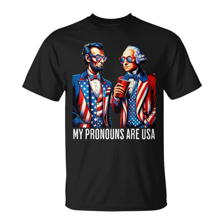 Lincoln Washington 4Th Of July Patriotic Pronouns Usa T-Shirt