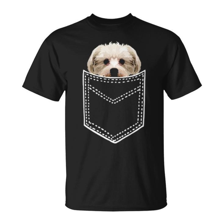Maltese Apparel Cute Pocket Maltese Puppy Dog T-Shirt