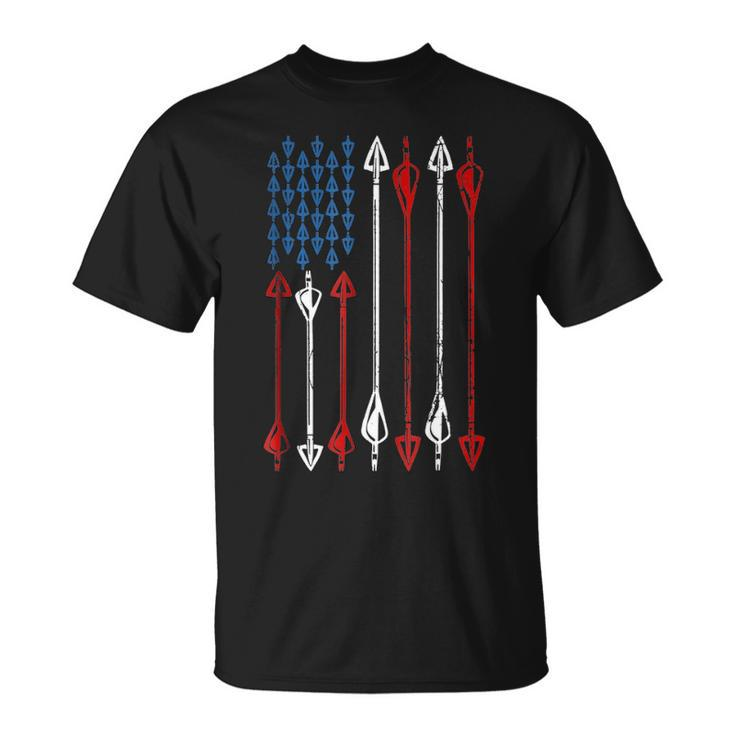 Patriotic Bow Hunting Flag Arrows Bow Archer Target T-Shirt