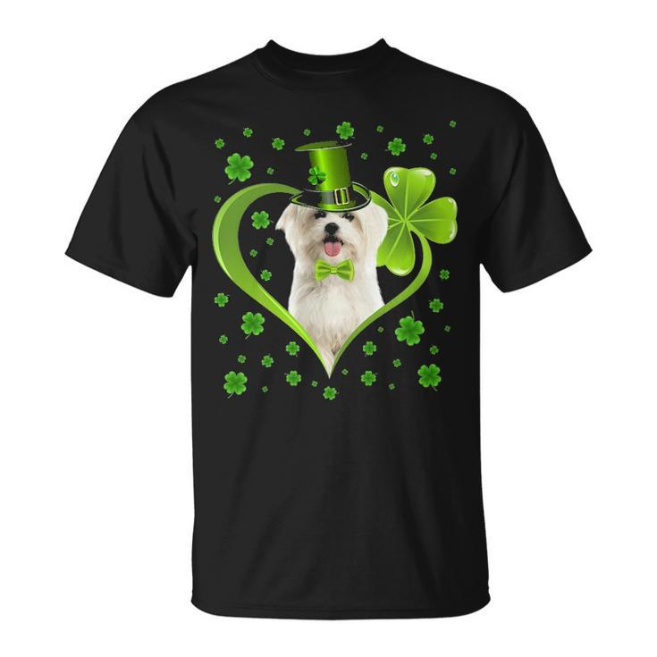 Puppy Shamrock Maltese Dog StPng T-Shirt