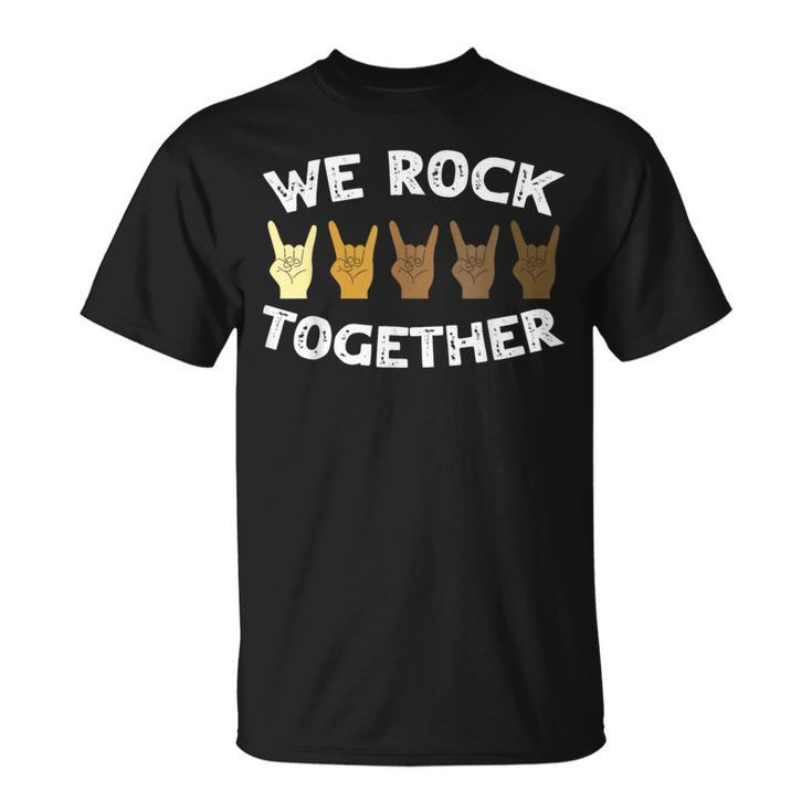 We Rock Together Rocker Skeleton Hand T-Shirt