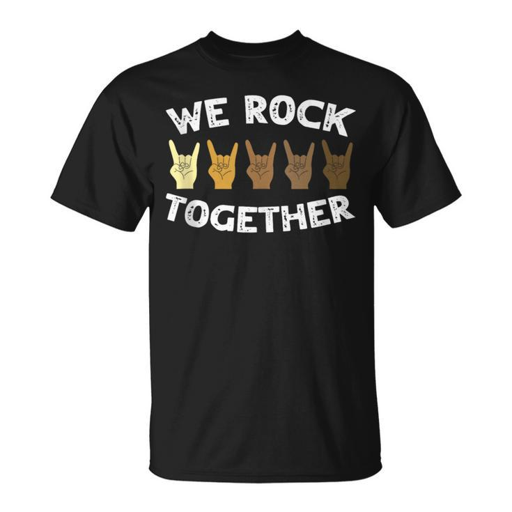 We Rock Together Rocker Skeleton Hand T-Shirt