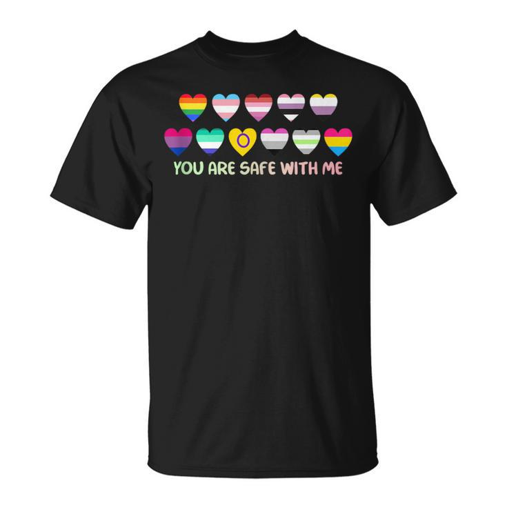 You Are Safe With Me Rainbow Bi Transgender Lgbt Pride T-Shirt