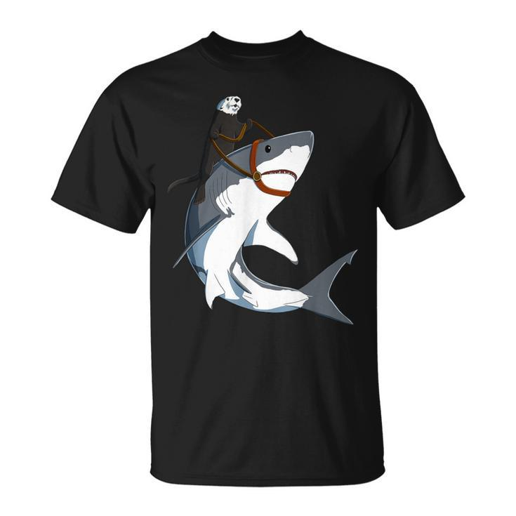 Sea Otter Riding Shark T-Shirt