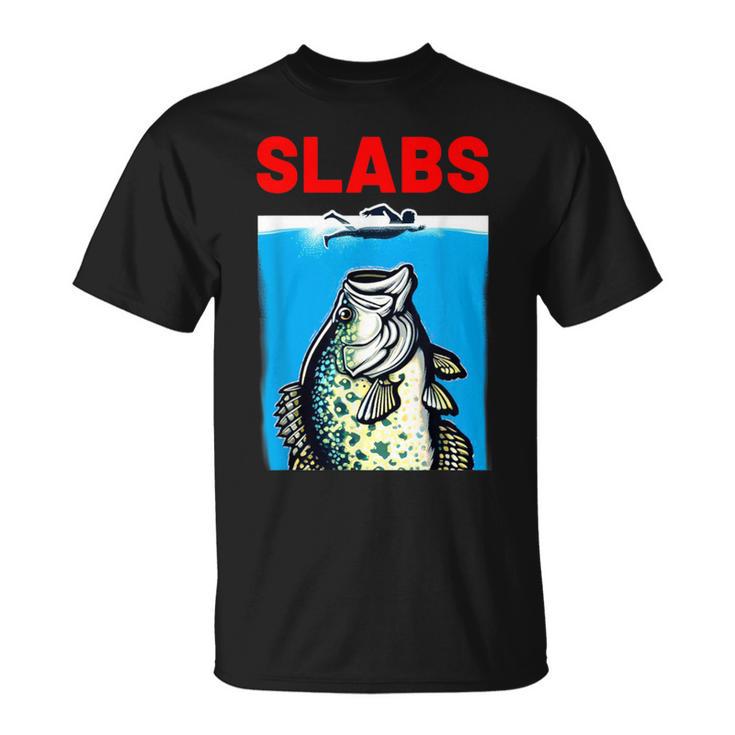 Slab Famous Shark Movie Parody Slabs Crappie Fishing T-Shirt