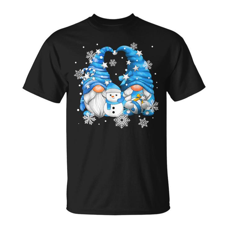 Snowman Gnomies With Snowflakes Cute Winter Gnome T-Shirt