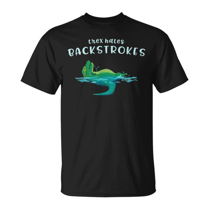 T-Rex Hates Back Strokes Swimming Quote S T-Shirt