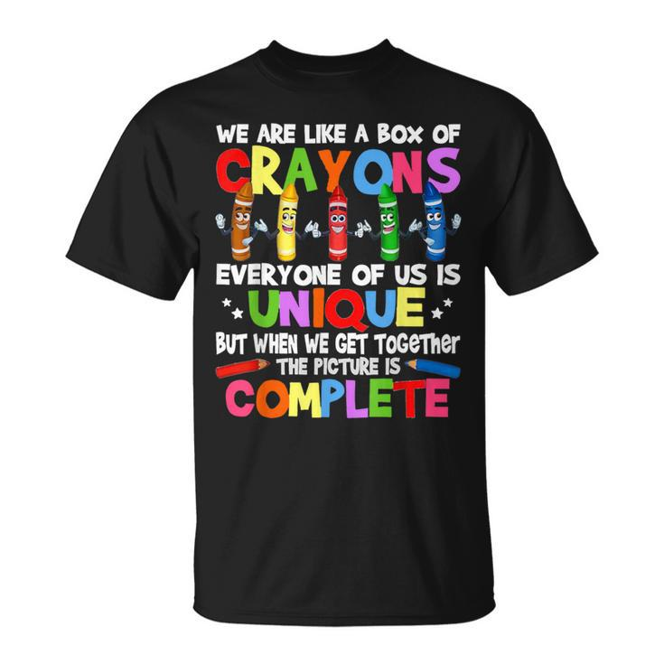 Teacher We Are Like A Box Of Crayons Humor T-Shirt