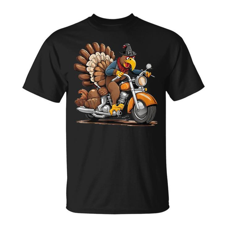 Thanksgiving Turkey On A Motorcycle T-Shirt