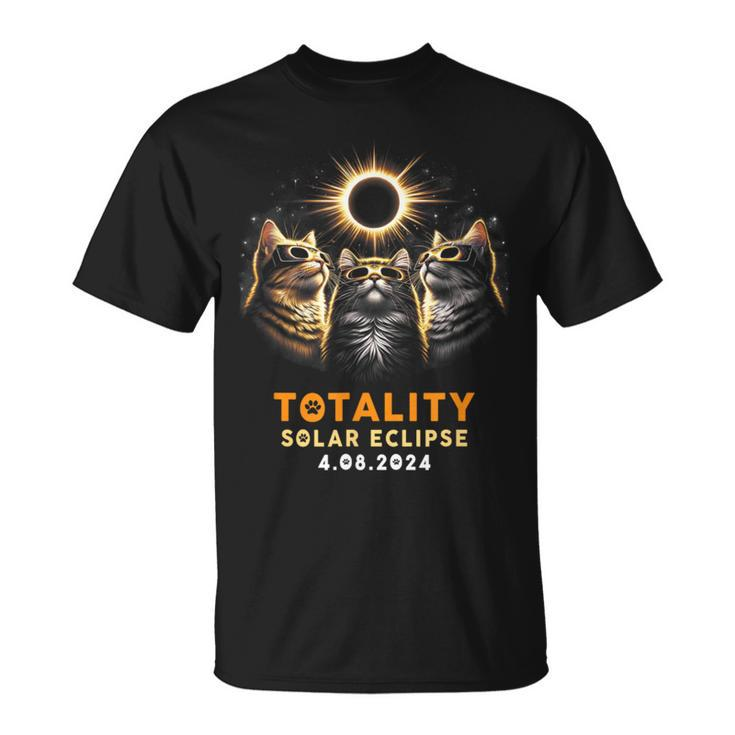 Totality Cats Wearing Solar Eclipse Glasses 4082024 T-Shirt