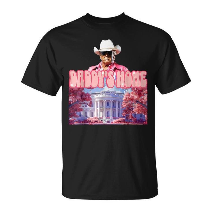 Trump Pink Cowboy Take America Back 2024 Daddy's Home T-Shirt