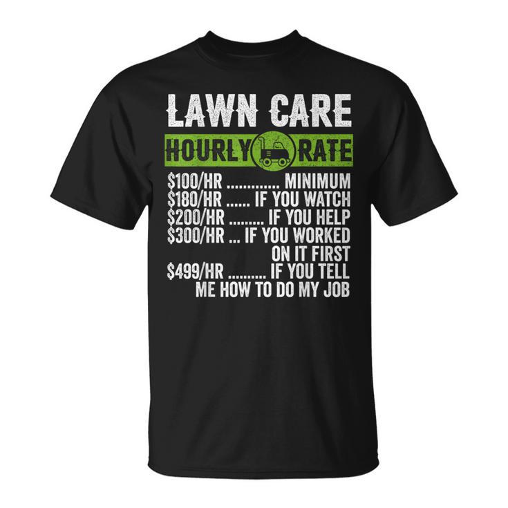 Vintage Landscaper Law Mowing Hourly Rate Mens T-Shirt