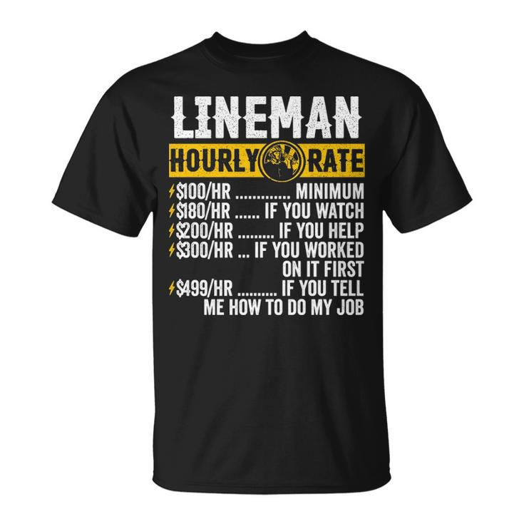 Vintage Lineman Apparel Electrician Hourly Rate Mens Pullover T-Shirt