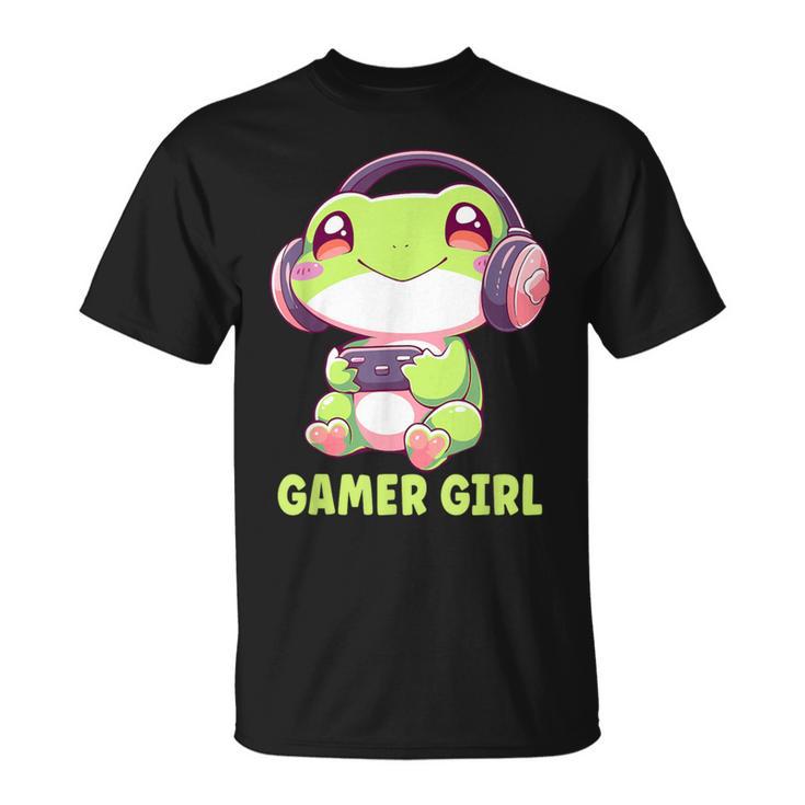 Gamer Girl Frog Gaming Kawaii Anime Gamer Frog Girls Women T-Shirt