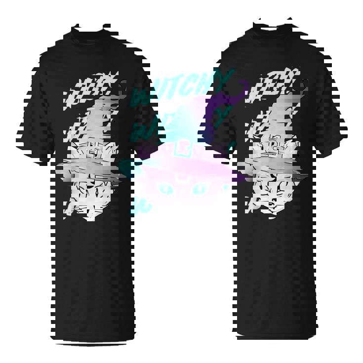 Gato Bruja Gótico Pastel Kawaii Gradiente Estético Pastel Camiseta unisex